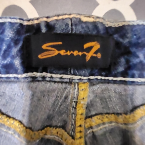 Seven7 high rise flare manufactured color distressed/fading plus size … - Picture 8 of 12